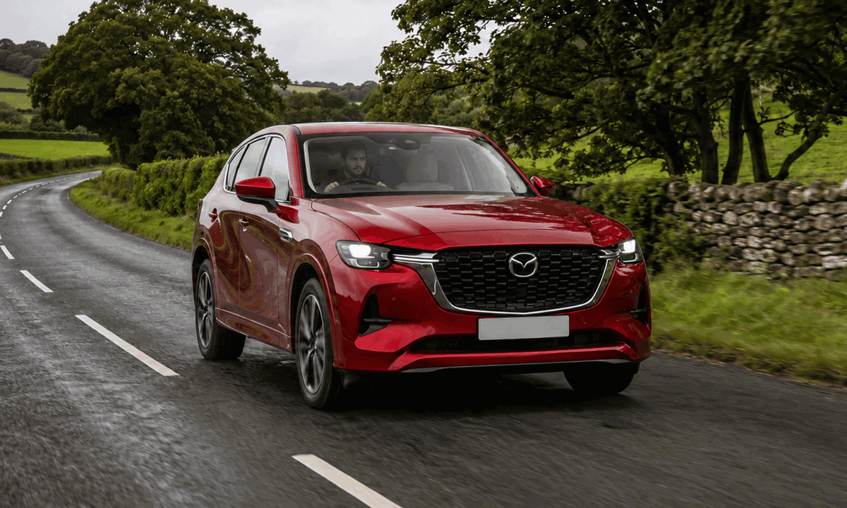 Mazda driving in the countryside