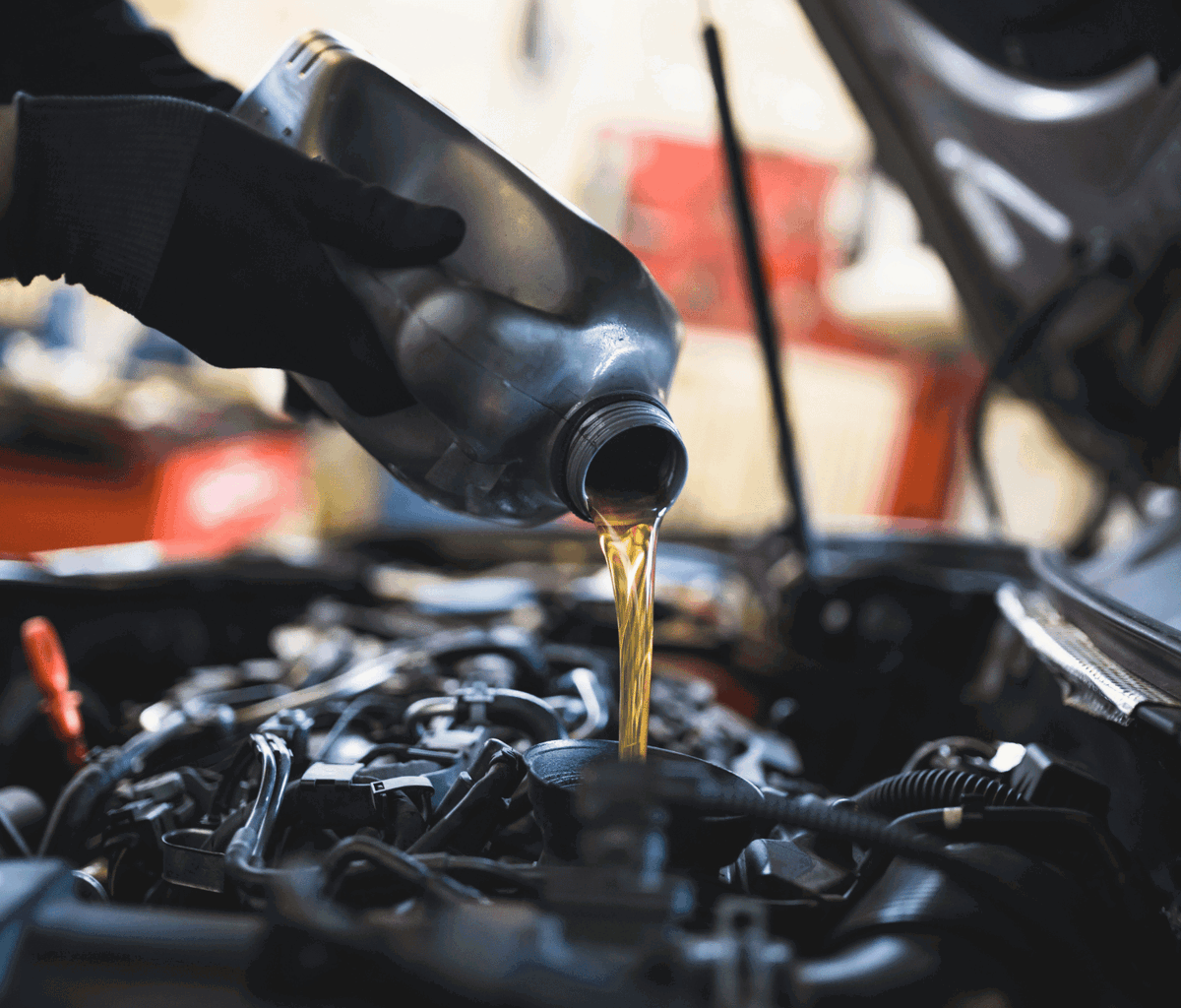 Changing oil in vehicle