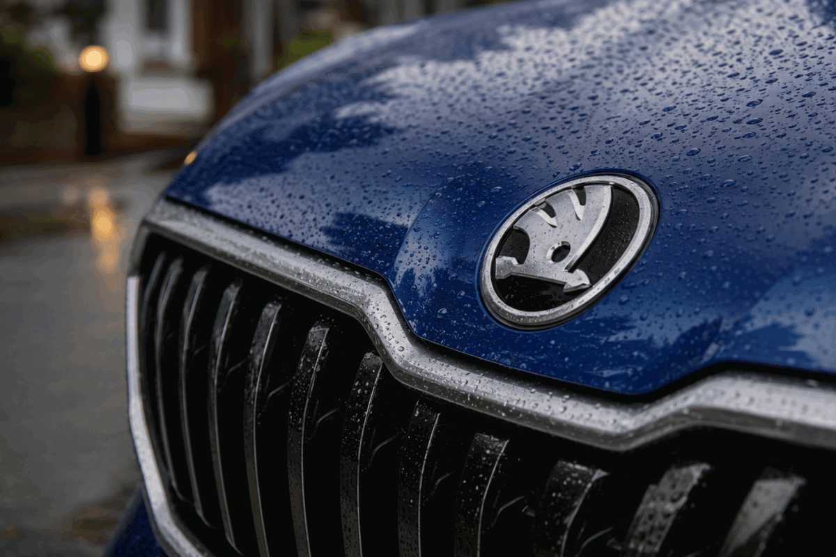 Skoda badge close up