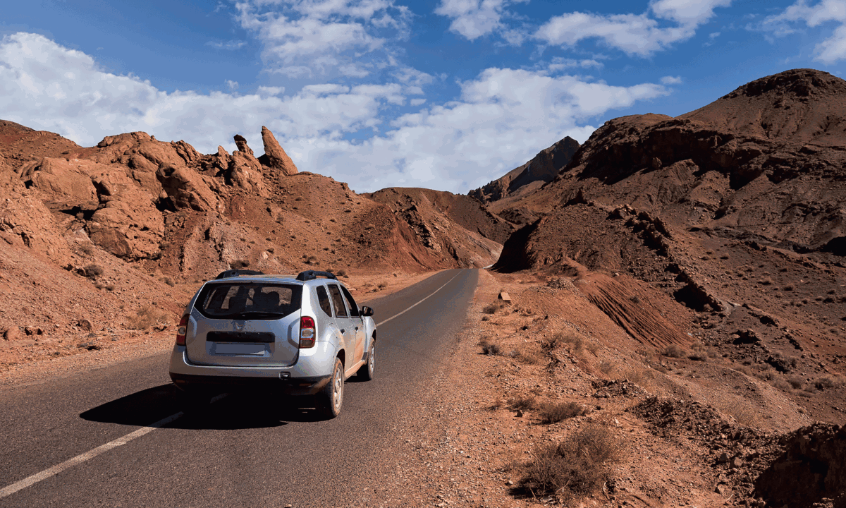 Dacia in a dusty road