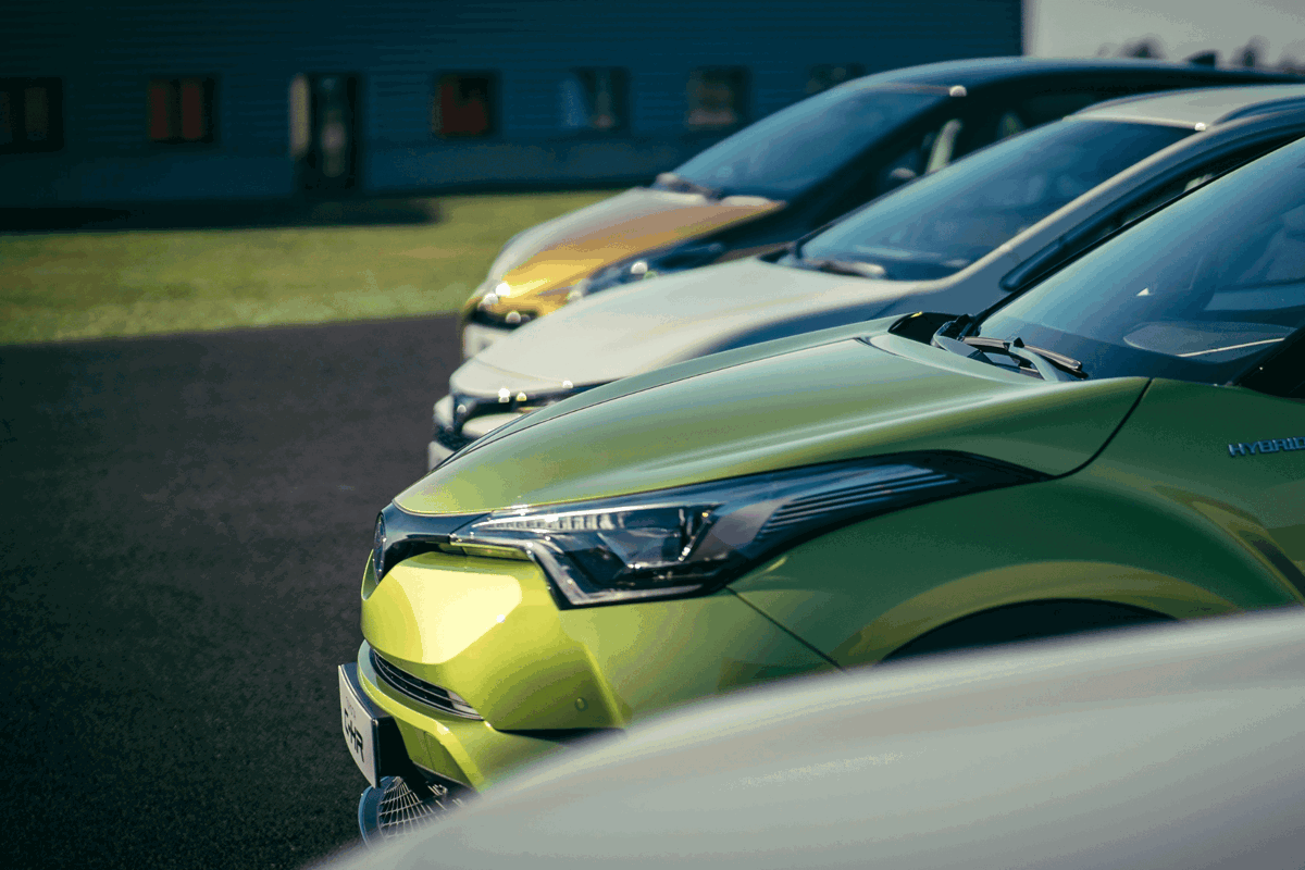 Toyotas lined up