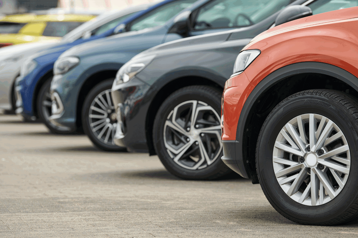 Cars lined up next to each other