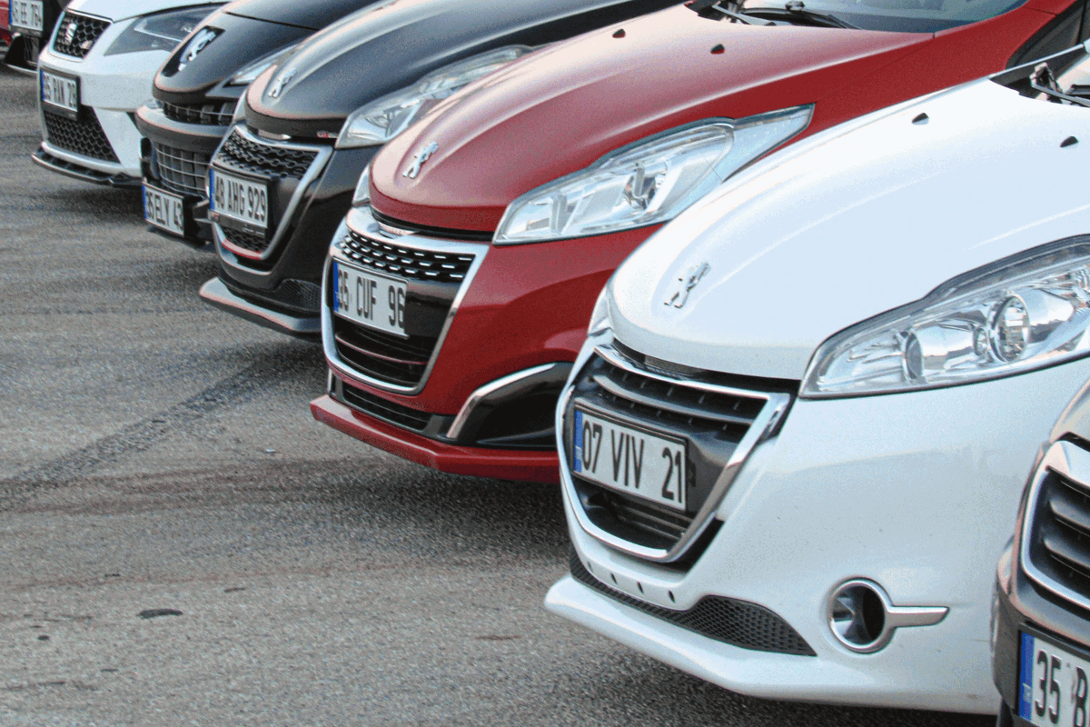 Peugeots lined up next to each other