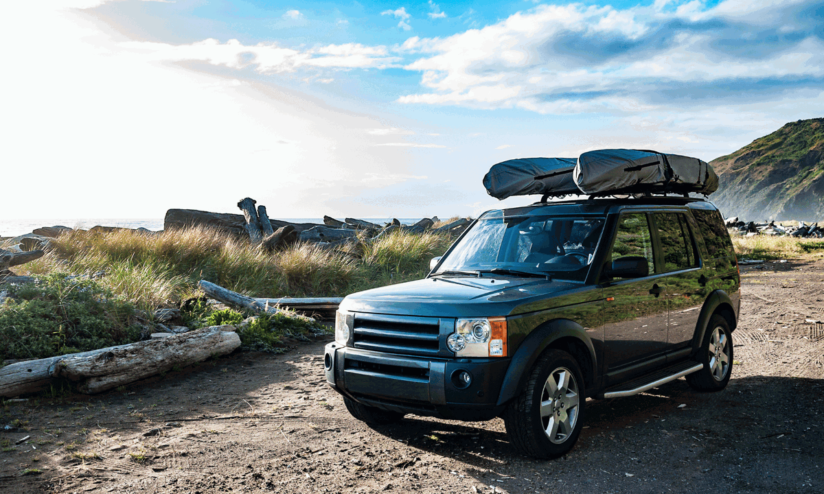 Land Rover Discovery parked at the coast
